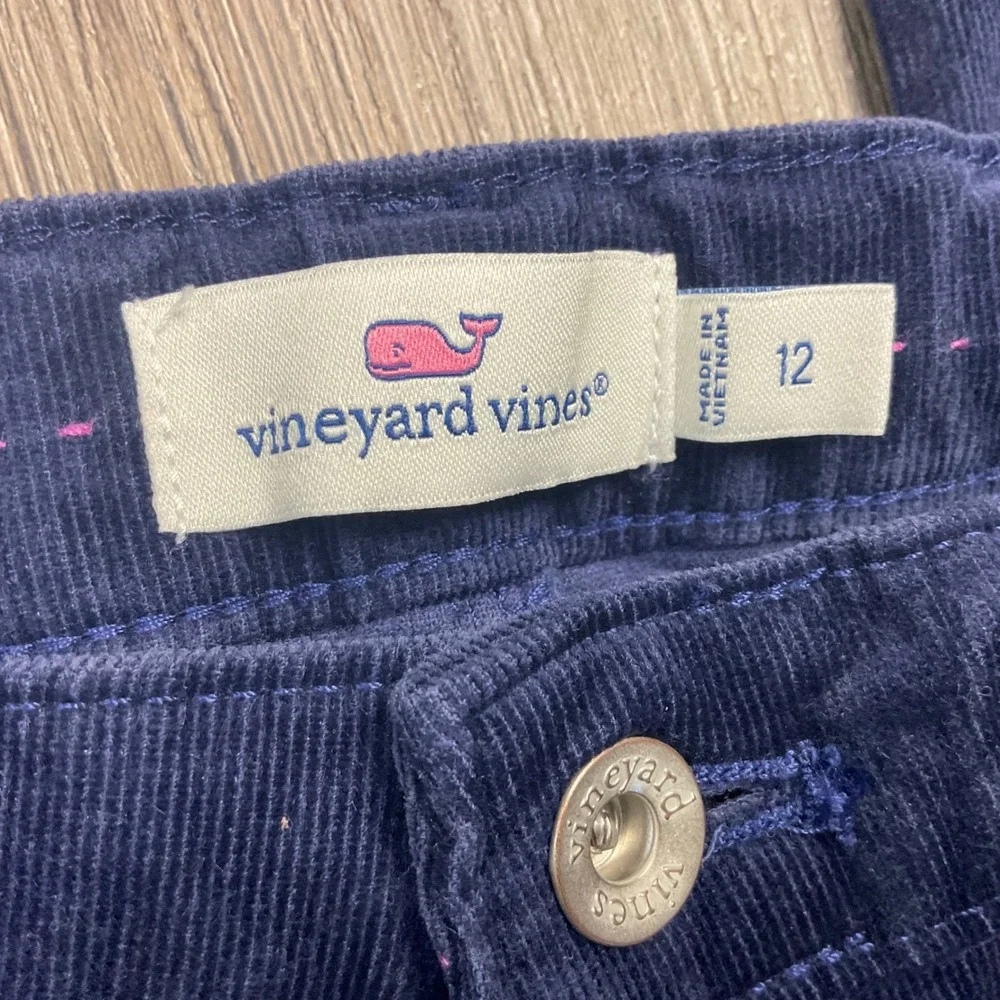 Vineyard Vines Corduroy‎ Straight Leg Pants Girls 12 Navy Blue Adjustable Preppy